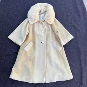 Women's Vintage 1960s Lilli Ann Cream Ivory Mink Fur Swing Coat Jacket Sz Medium